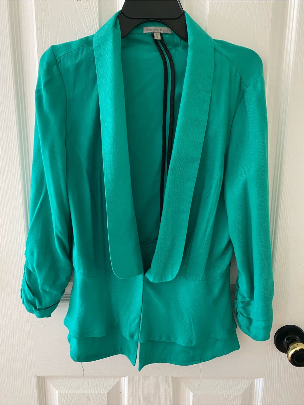 Charlotte Russe Teal Open Front Draped Jacket